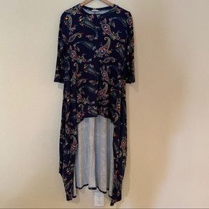Myesper Navy Paisley High-Low Tunic - LARGE